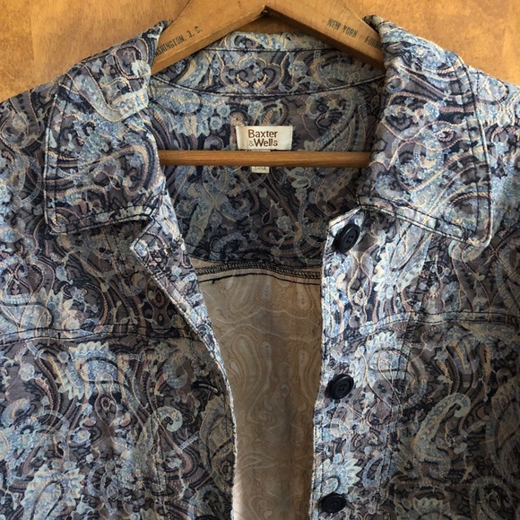 Baxter & Wells Vintage 90's Blue Floral Paisley Embroidered Jacket Boho Artsy XL - Picture 7 of 16